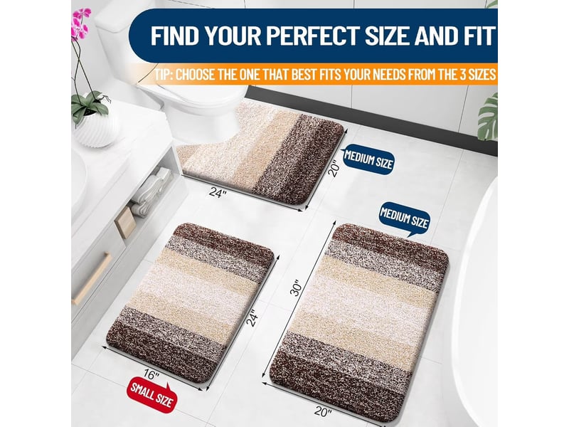  Tapis de bain en microfibre - 20 x 30 pouces - marron  - Conforama B