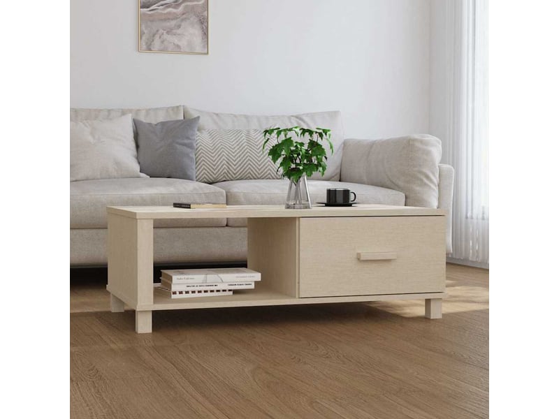  Table basse - table de salon - table à thé hamar marron miel 100x55x35 cm bois massif de pin  - Conforama B