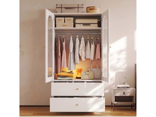 Armoire 2 porte(s) 2 tiroir(s) <strong>LEYTN</strong> <strong></strong> coloris naturel largeur 90 cm