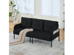 Canapé droit fixe <strong>DESMIU</strong> <strong></strong> 3 places Velours côtelé noir