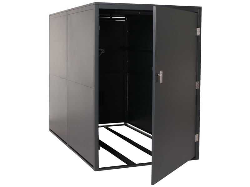  Garage à vélos double abri métallique verrouillable avec rails 160 x 113 x 209 cm en fer anthracite 04_0006963  - Conforama A