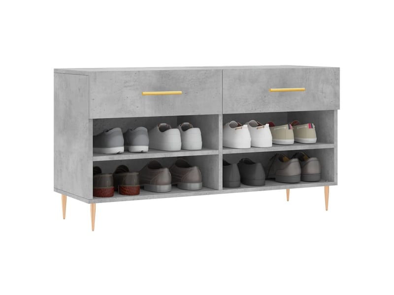 Banc à chaussures, meuble à chaussures gris béton 102x35x55 cm bois d'ingénierie shl3704  - Conforama C