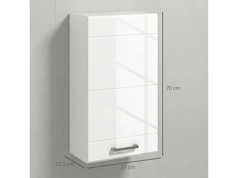  Armoire murale de salle de bain 1 porte, mdf blanc brillant, 37 x 22,5 x 70 cm  - Conforama E