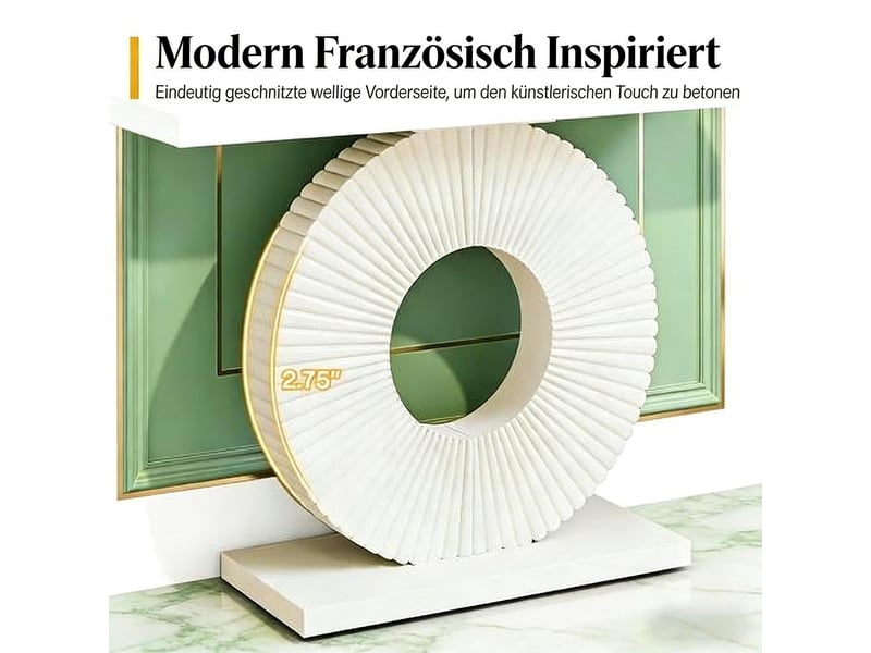  Table console d'entrée en mdf et métal blanc 100x30x79 cm  - Conforama E