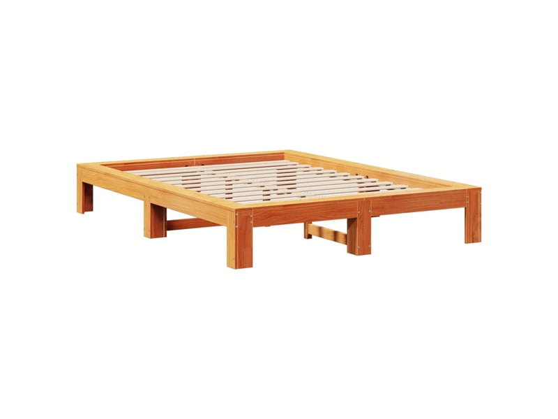  Lit double- lit adulte -  cadre de lit sans matelas  marron 135x190cm bois pin massif  - Conforama B