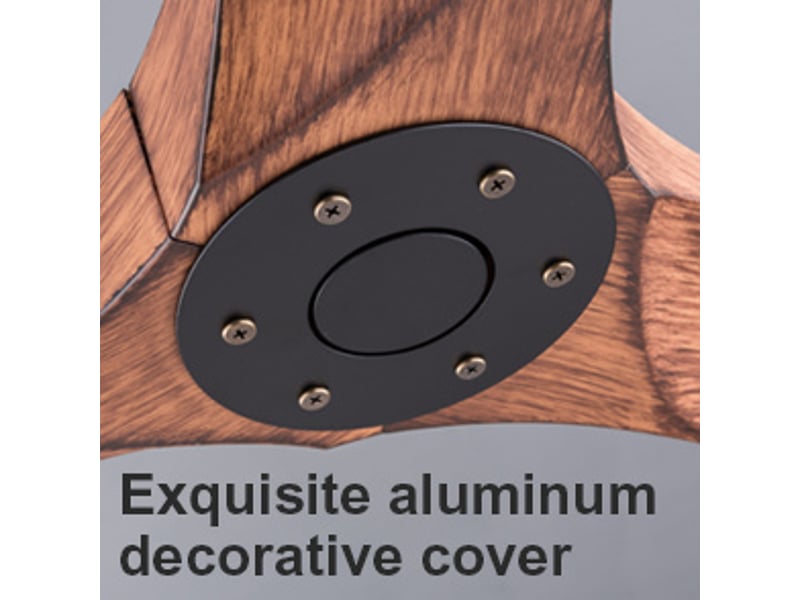  Ventilateur de plafond sans éclairage 152x152x39 cm réversible noir et noyer foncé  - Conforama D