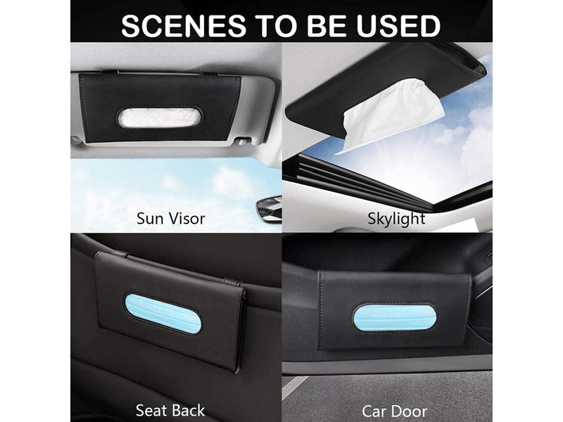  Porte-mouchoirs de voiture,pince à serviettes en papier suspendue,porte-mouchoirs pour pare-soleil en cuir pu,boîte à mouchoirs noire pour voiture,n  - Conforama E