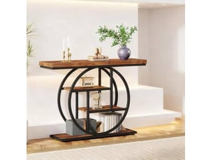 Console avec 4 niveaux et plateau épais, style industriel, structure en métal, pour entrée et salon, 105 × 30 × 80 cm