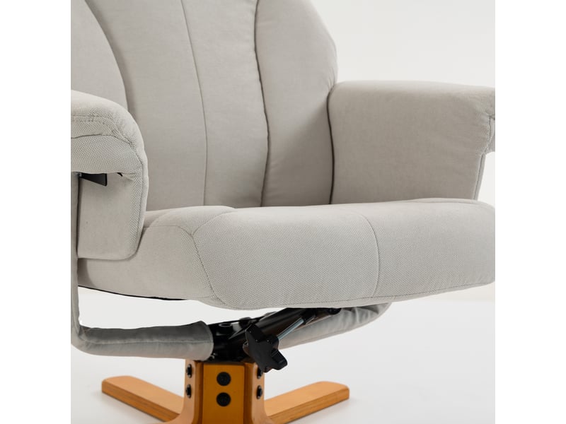  Fauteuil relax inclinable avec repose-pieds assorti bois verni flanelle blanc cassé  - Conforama E