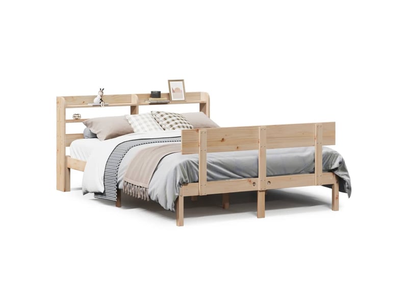  Lit double- lit adulte -  cadre de lit sans matelas 150x200 cm bois de pin massif  - Conforama A