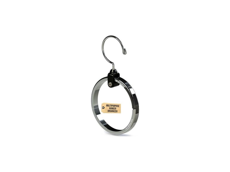  Cintre multi-usages en acier inoxydable d'un diamètre de 10,5 cm - peu encombrant - adapté pour suspendre ceintures, sacs à main, etc.  - Conforama A