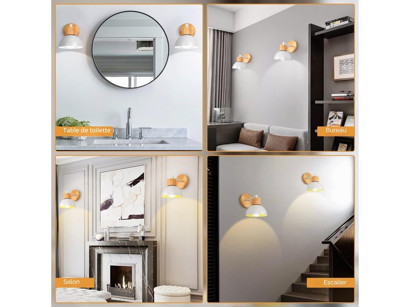  Applique murale industrielles moderne lampe murale interieur blanc e27 15x19cm 7914674578 - Conforama D