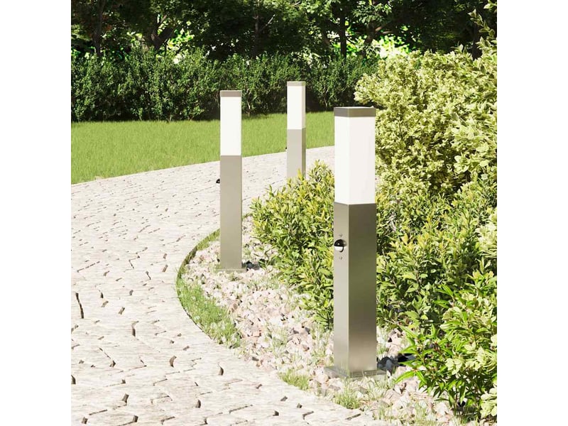 Lot de 3 borne lumineuse avec détecteur 50 cm acier inoxydable ip44 - Conforama C