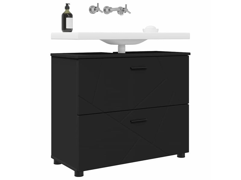 Cabinet de salle de bain, armoire salle de bain avec tiroir noir 76,5 x 35 x 64 cm cf65231 - Conforama C