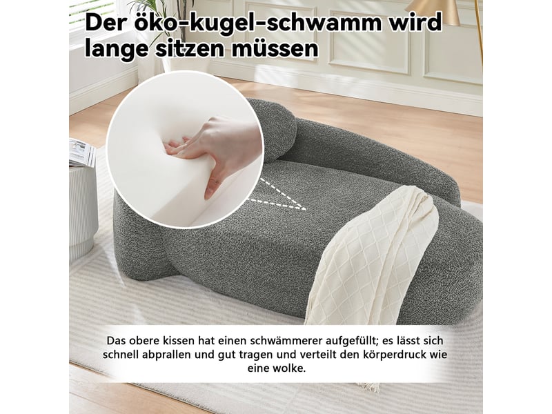  Canapé de salon, canapé tissu — en tissu polaire, pour chambre, pour salon, gris  - Conforama C