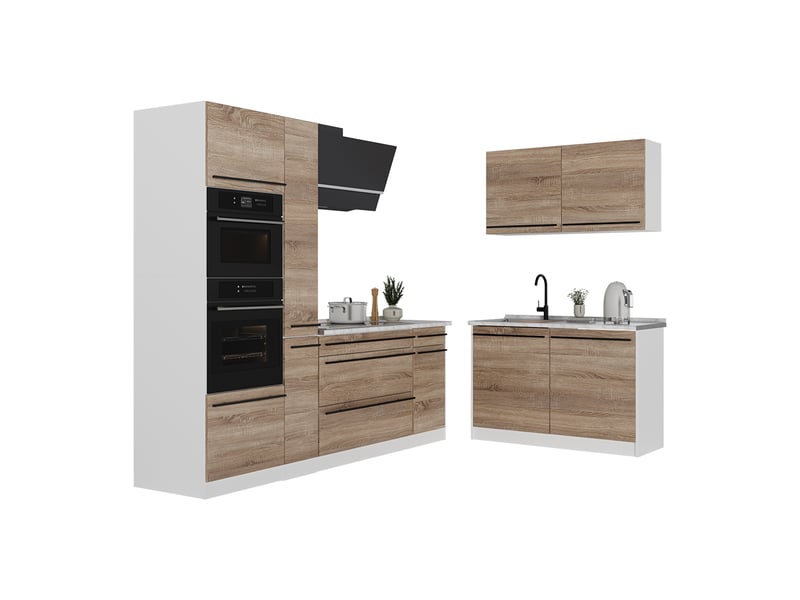  Vicco cuisine en angle, sonomablanc, 230 x 120 cm plan de travail marbre  - Conforama E