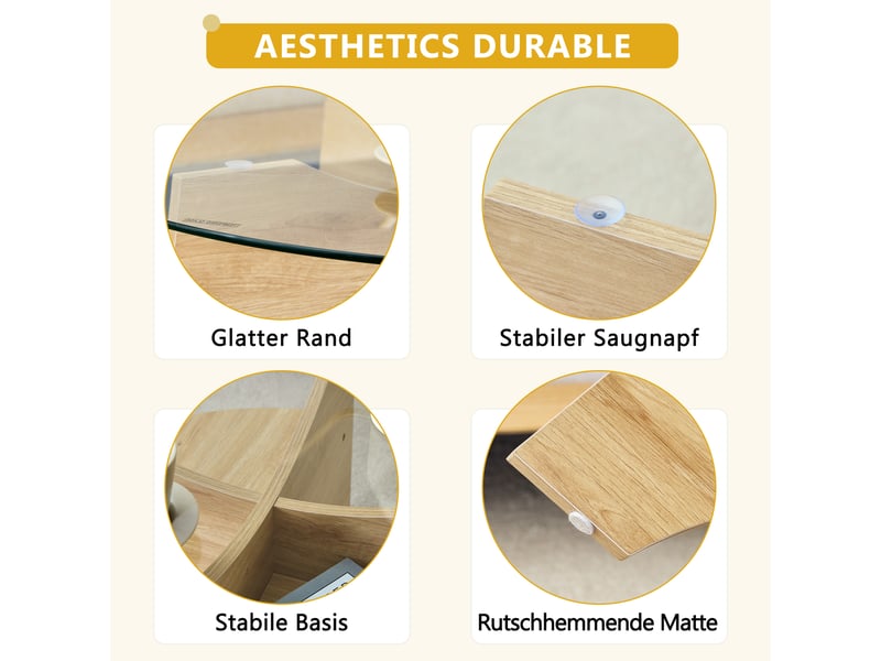  Table basse ronde en verre, diamètre 80 cm, pieds en mdf aspect bois naturel  - Conforama D