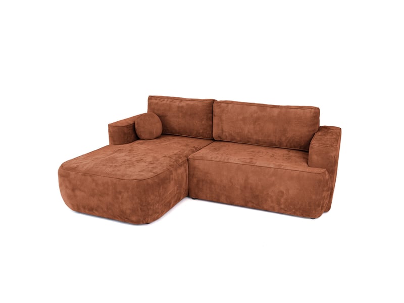  Canapé d'angle moon mini avec fonction couchage, tissu flow, gauche, brique (09)  - Conforama A