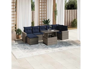 Vidaxl ensemble de canapé de jardin 8 pcs avec coussins gris résine tressée