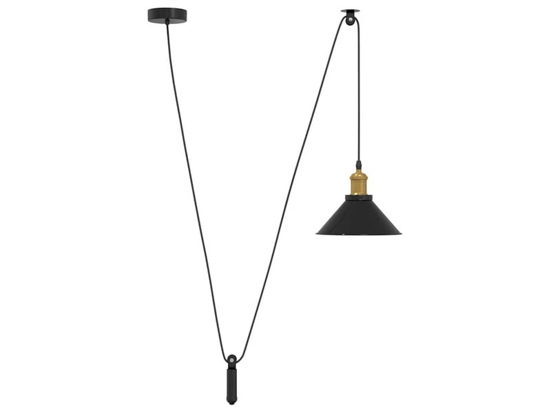 Lampe suspendue, suspension luminaire réglable hauteur e27 noir brillant ø22 cm métal - Conforama A