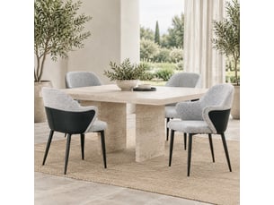 Lot de 2 chaises de salle à manger à dossier enveloppant - pieds métal croisés, tissu et simili cuir noir gris