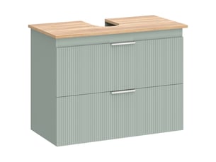 Meuble sous vasque percival rangement salle de bain design vert naturel bois 80 cm