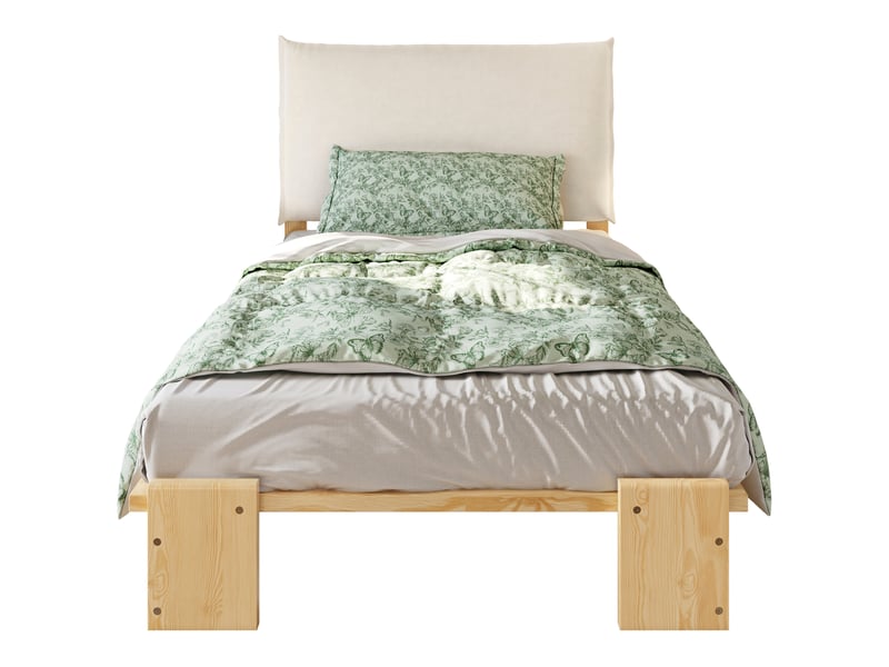  Lit 90x200 cm avec dossier confortable, lattes stables et pieds larges en bois naturel sans matelas  - Conforama A