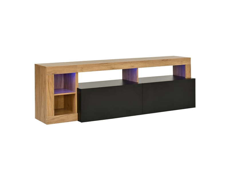  Meuble tv bas 184 cm, finition noir, avec éclairage led  - Conforama A