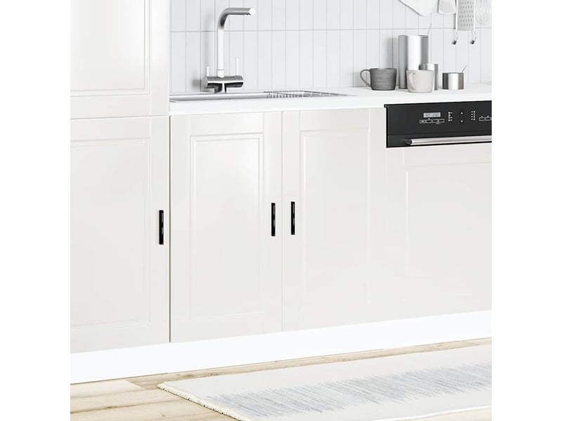  Meuble de cuisine, meuble bas pour évier blanc brillant 80x46x81,5cm  - Conforama C