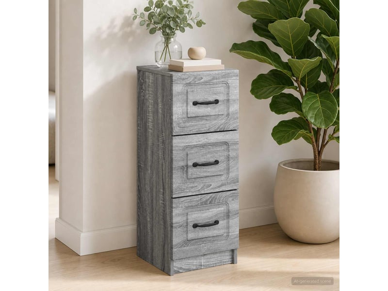  Armoire de rangement bureau, armoire à tiroirs sonoma gris 33 x 34,5 x 87 cm  - Conforama D