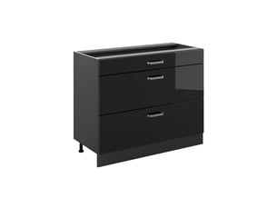 Vicco meuble cuisine, noir haute brillanceanthracite, 100cm sans plan de travail