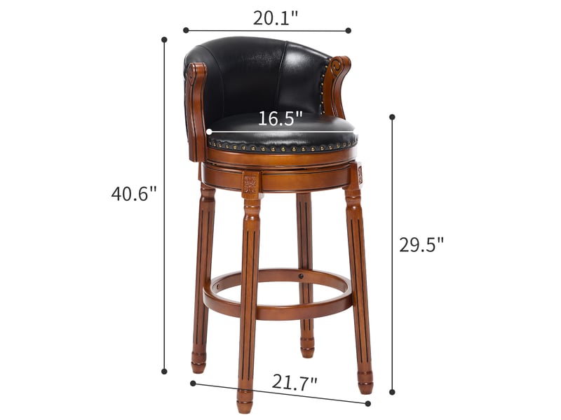  Tabouret de bar pivotant,54,8x54,8x96 cm,avec dossier,cuir véritable,noir  - Conforama C