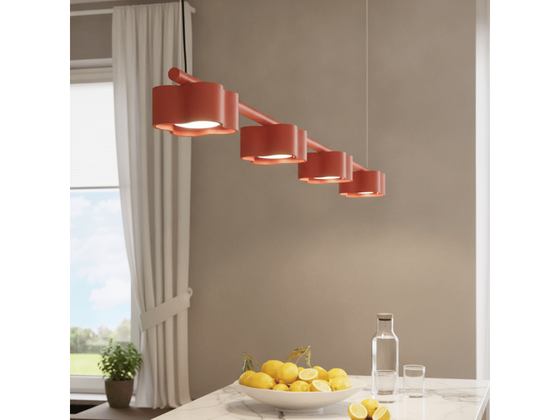  Lustre ovio 4 rouge gx53 aluminium moderne 208x122x12cm SL.3384 - Conforama D