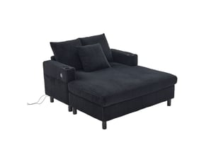 Canapé droit fixe OKWISH 2 places Tissu noir