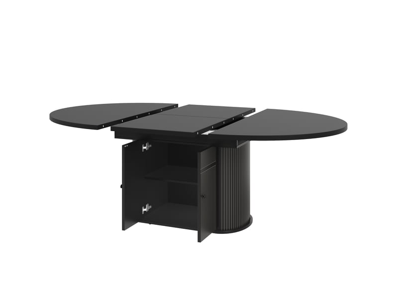  Table à manger extensible avec rangement 118 à 158x118 cm en mdf noir  - Conforama E