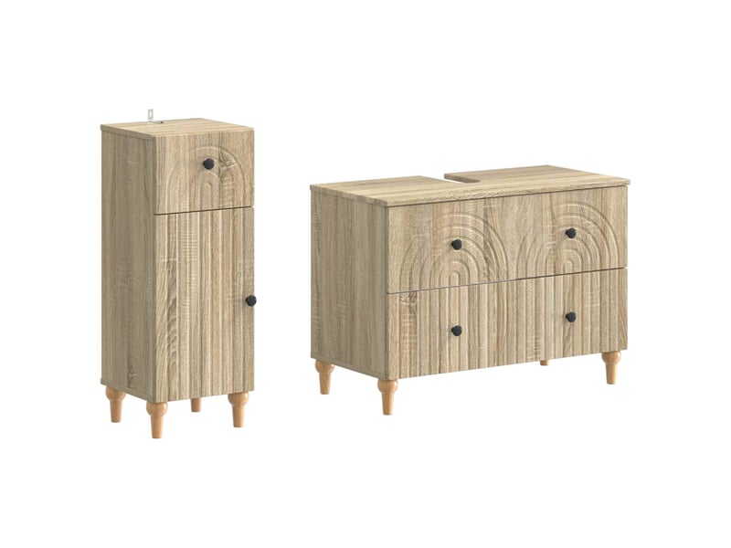  Ensemble de 2 meubles de salle de bain alkmaar chêne sonoma cf63051  - Conforama A