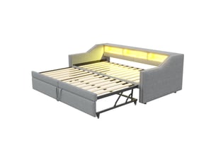 Lit banquette 90x200 cm coloris gris