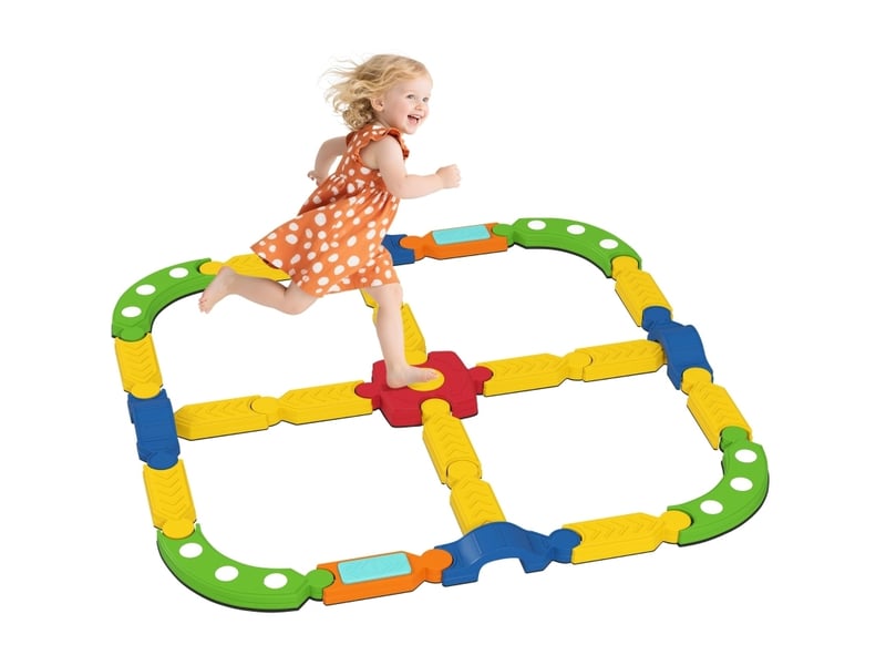 Parcours d'équilibre enfant 176 x 176 cm – multicolore – 25 éléments antidérapants pour jeu sensoriel - Conforama D