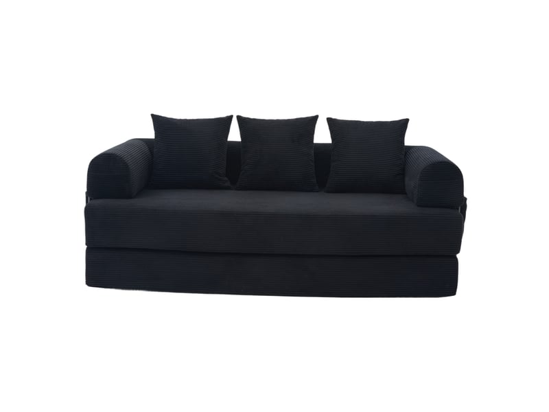  Canapé modulaire modenvie 3 places en velours côtelé noir 200 x 94 x 67 cm  - Conforama A