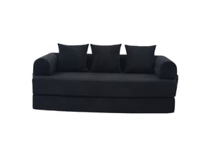 Canapé modulaire modenvie 3 places en velours côtelé noir 200 x 94 x 67 cm