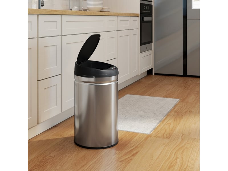  Poubelle à capteur 30 l 32 x 30,5 x 51 cm argentée en acier inoxydable, ouverture sans contact  - Conforama B