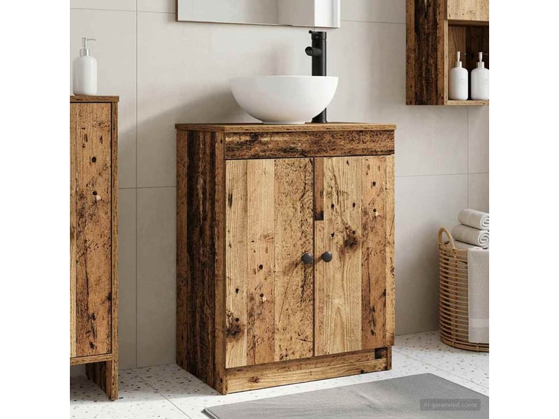  Meuble de salle de bain avec évier bois ancien 54x35x83 cm shl5311  - Conforama B