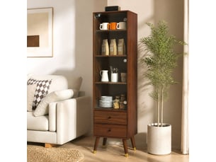 Vitrine coloris bois foncé 3 étagère(s) <strong>ELVMI</strong> <strong></strong> - 39.8 cmx160 cm
