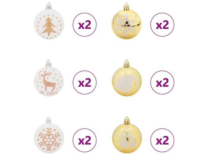  Ensemble de boules de noël 40 pc blanc et or ø 6 cm plastique cf61832  - Conforama D