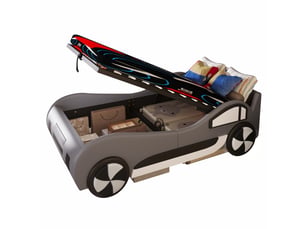 Lit coffre 90x200 cm <strong>MERAX</strong>  <strong>lit enfant gris</strong> coloris gris