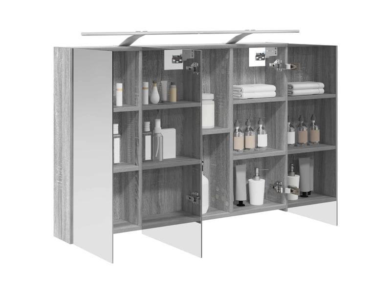  Armoire miroir salle de bain, meuble de rangement gris sonoma 100x14.5x70 cm  - Conforama C