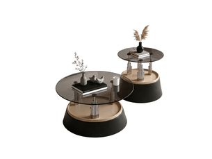 Table basse rectangulaire 70×48×60 cm, verre et métal, noir