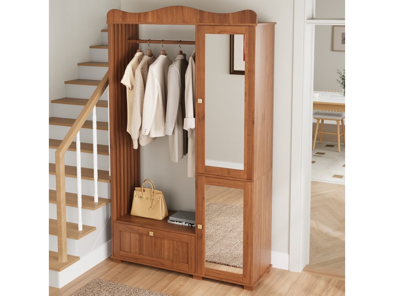  Armoire dressing avec miroir et penderie ouverte 115,5 cm homvra  - Conforama D