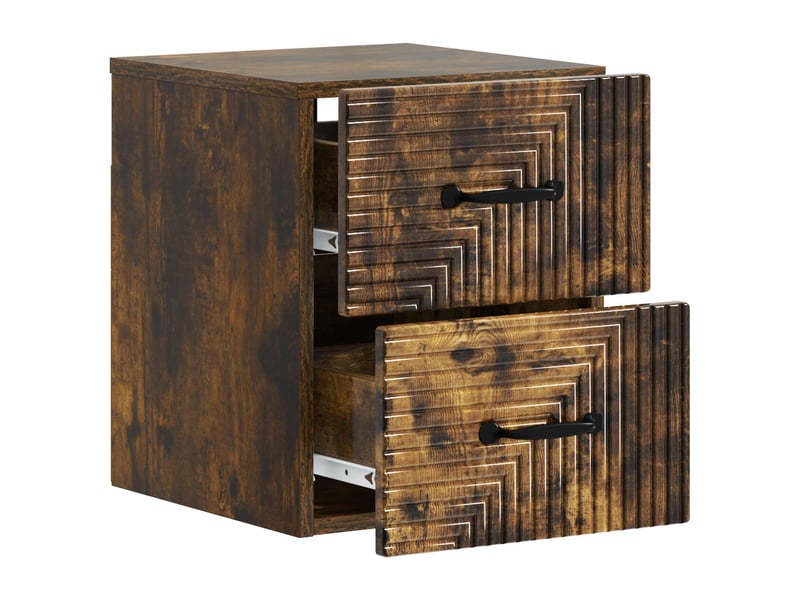  Table de chevet - cabinet de chevet - table de nuit mural chêne fumé 34,5 x 33 x 40 cm  - Conforama C