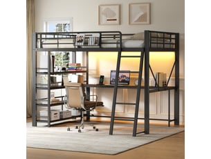 Lit mezzanine 140x200 cm <strong>SAPGAKS</strong> <strong></strong> coloris noir